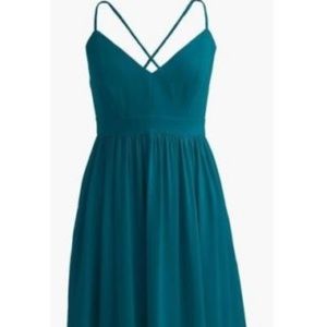 J.Crew drapey spaghetti-strap dress deep jade NWT